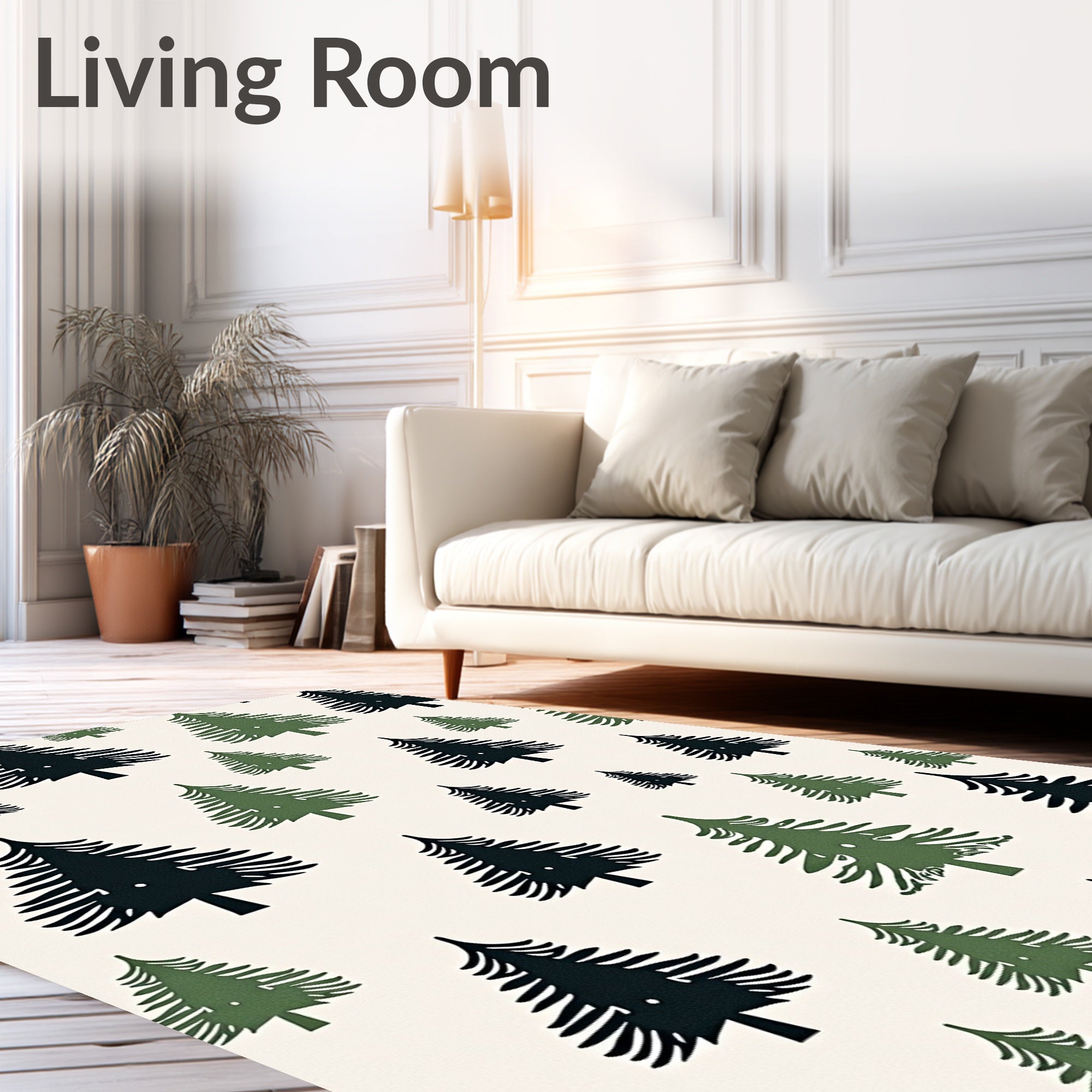 Forest Green Pine Silhouette Arrangement Rug