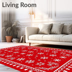 Crimson Snowflakes Winter Wonder Rug