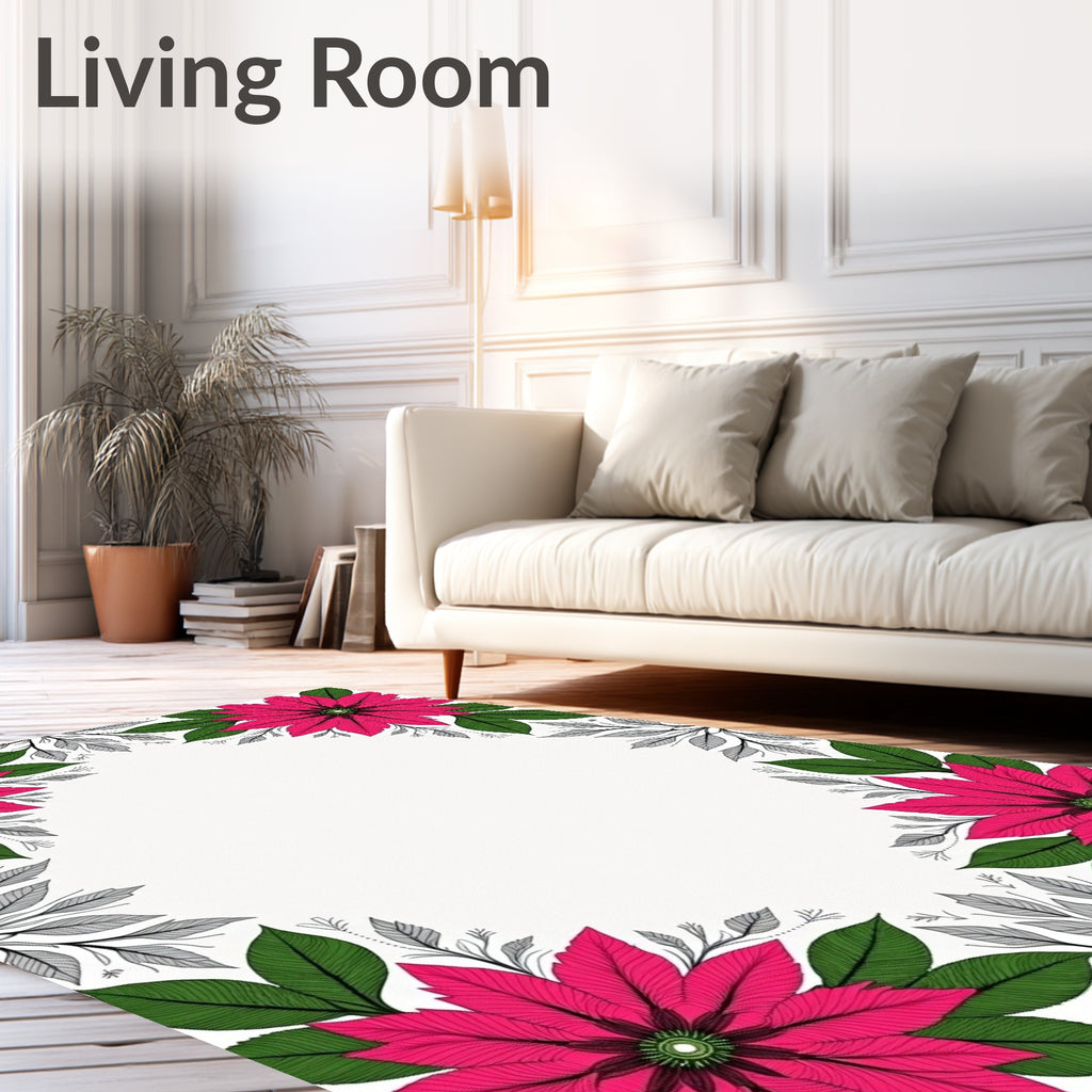 Vibrant Pink Floral Mandala Garden Rug