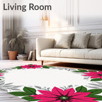 Vibrant Pink Floral Mandala Garden Rug