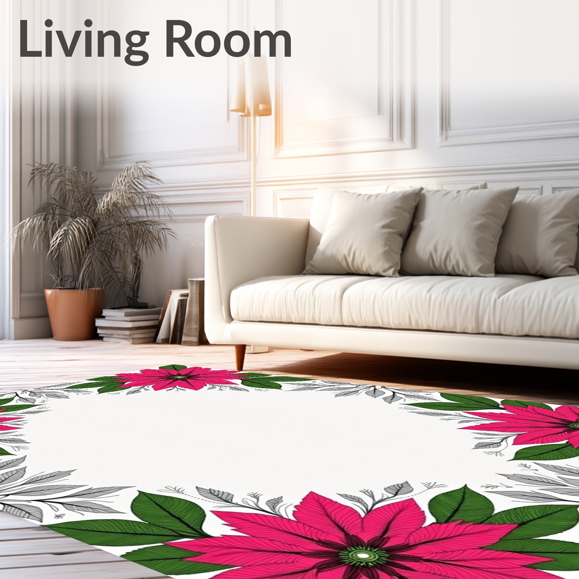 Vibrant Pink Floral Mandala Garden Rug