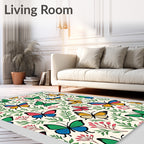 Whimsical Butterfly Garden Foliage Rug