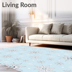 Pale Blue Snowflake Medallion Scatter Rug