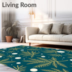 Golden Fern Circles Teal Rug