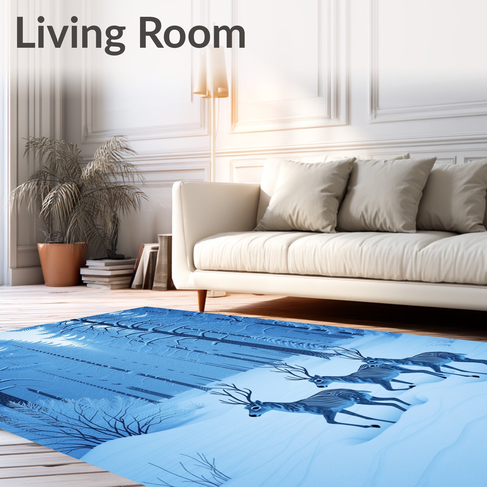 Winter Forest Herd Deer Rug
