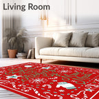 Christmas Mittens Snowflakes Candy Canes Red Rug