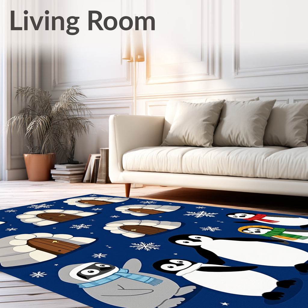 Arctic Homes And Penguins Collection Rug