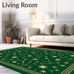 Deep Green Celestial Star Map Rug