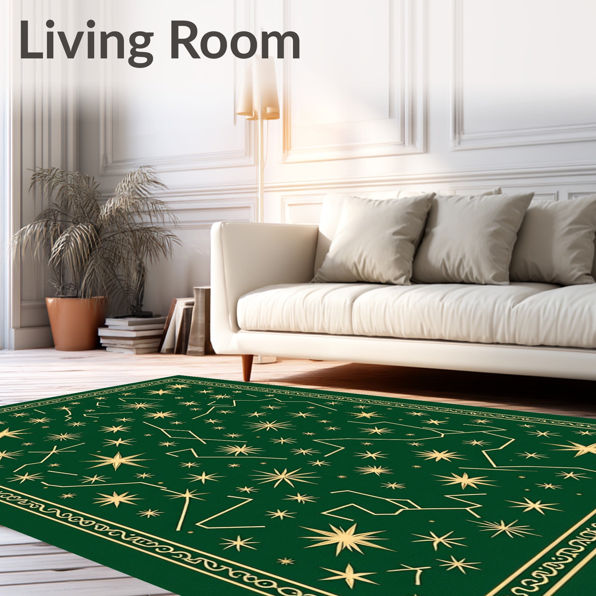Deep Green Celestial Star Map Rug