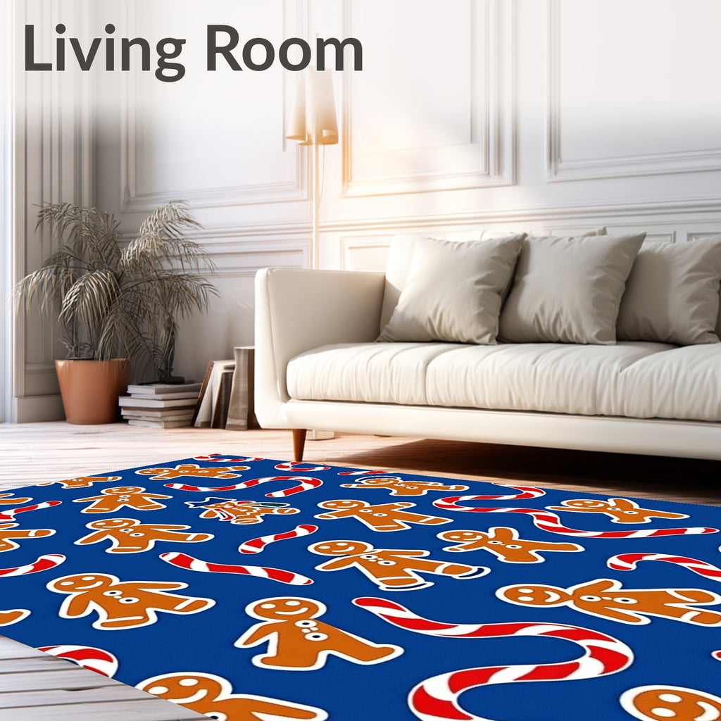 Whimsical Gingerbread Candy Cane Holiday Collage Rug