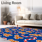 Whimsical Gingerbread Candy Cane Holiday Collage Rug