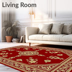 Crimson Gold Ornate Floral Medallion Rug