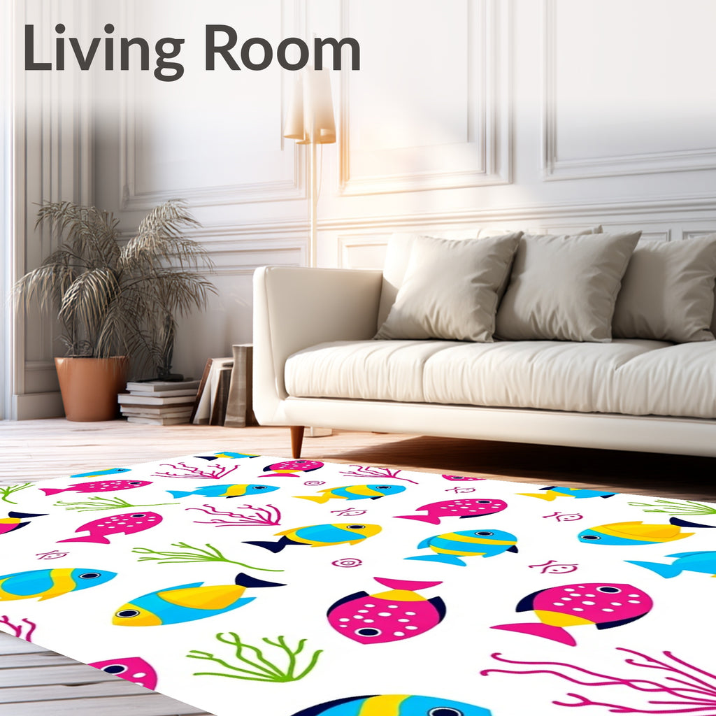 Playful Multi Color Fish Coral Rug