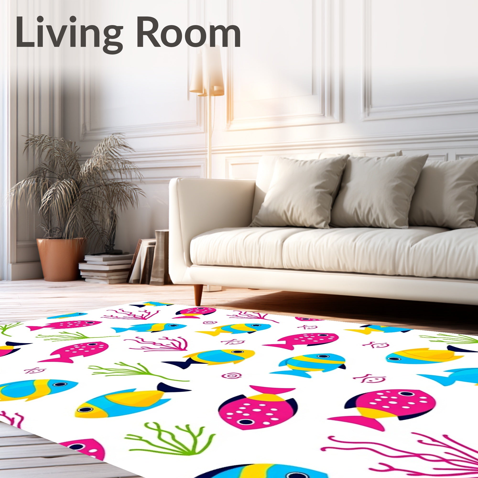 Playful Multi Color Fish Coral Rug