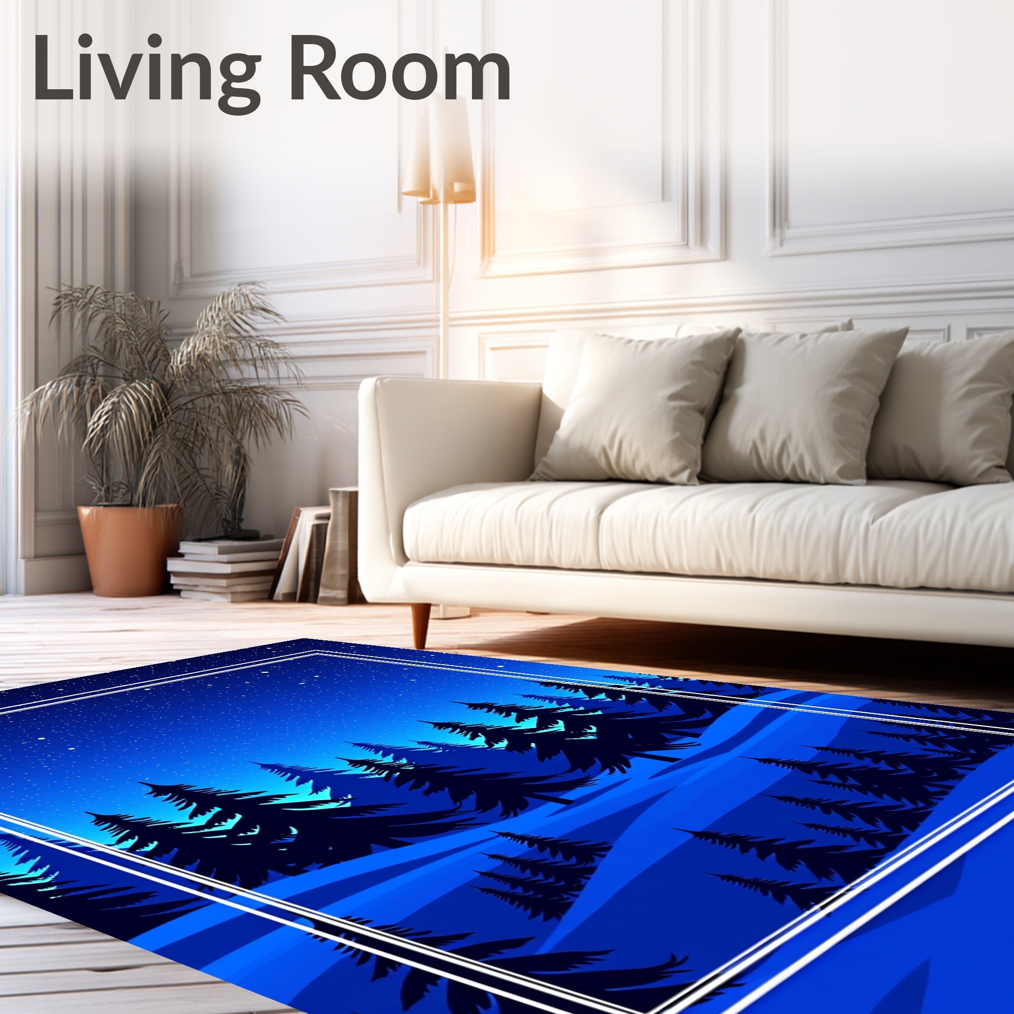 Midnight Forest Starry Night Scene Rug