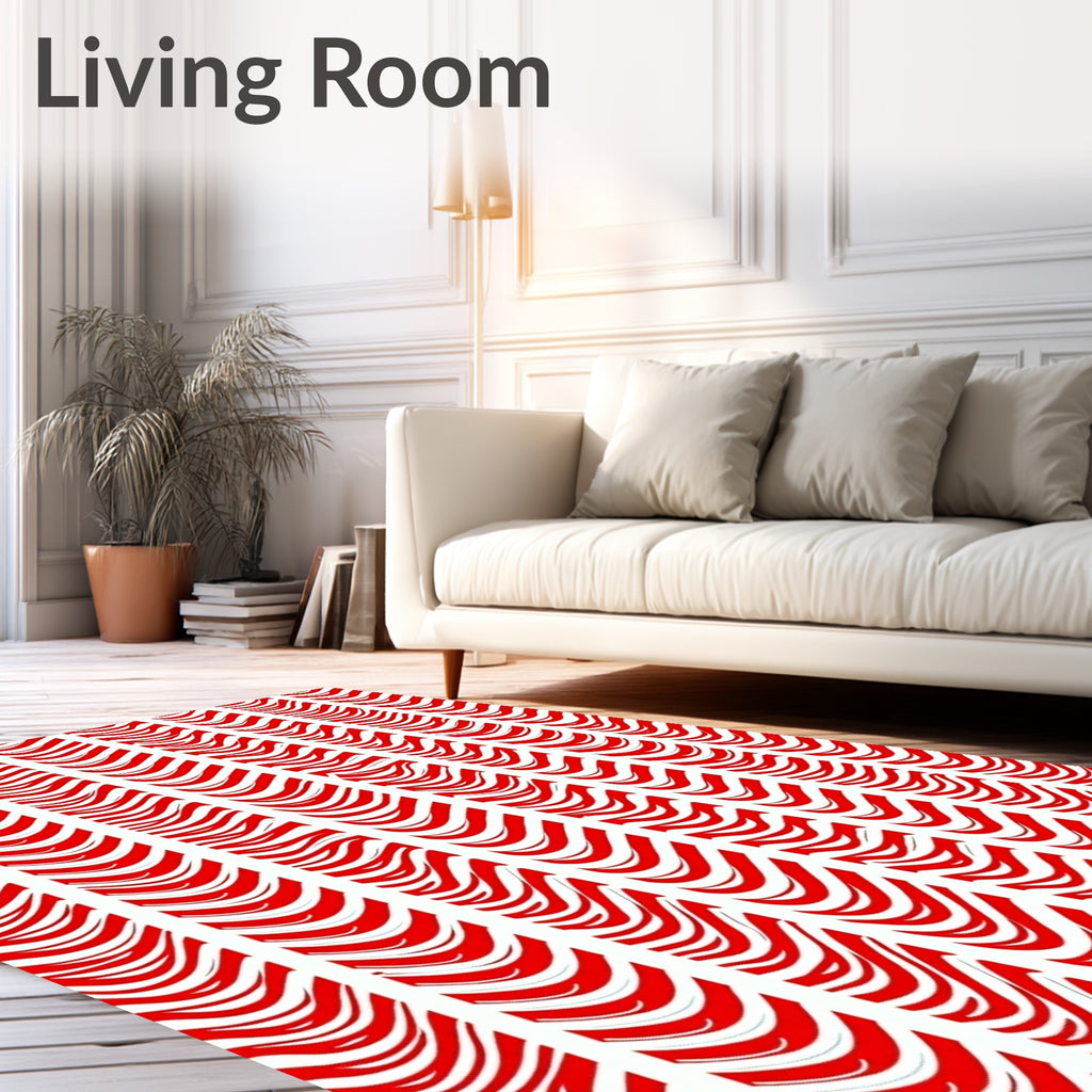 Crimson Waves Vertical Stripe Rug