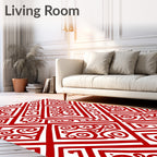 Bold Red Geometric Swirl Rug