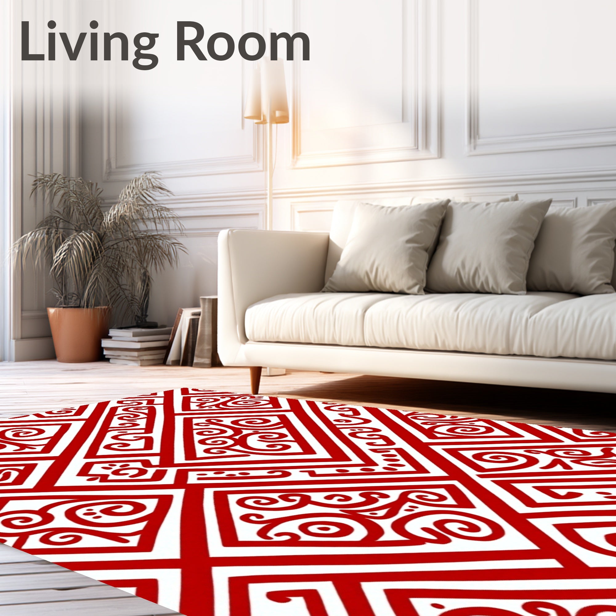 Bold Red Geometric Swirl Rug