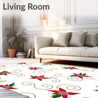 Red Poinsettia Swirls Garden Rug