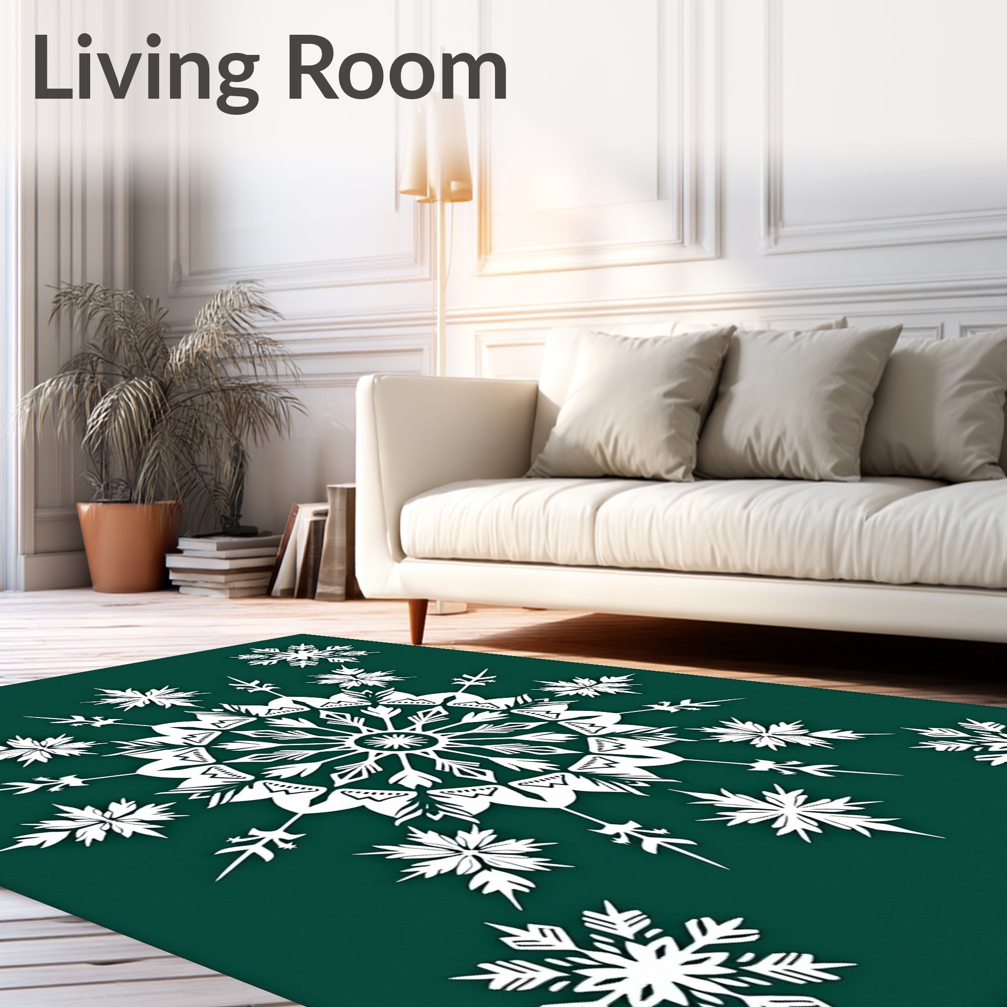 Winter White Snowflake Mandala Rug