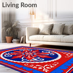 Red Blue Floral Round Mandalas Rug