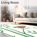Cute Sloth Bamboo Forest Foliage Rug