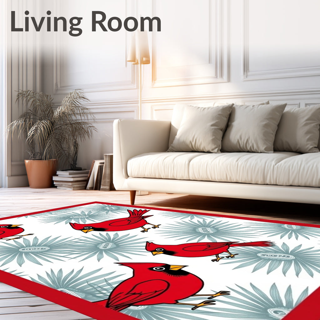 Red Cardinals With Blue Foliage Rug