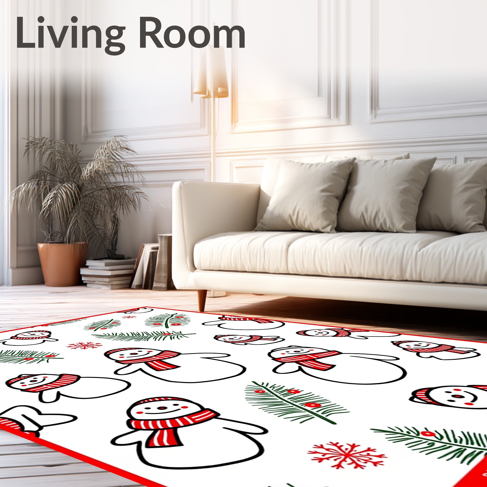 Charming Snowman Pine Berry Repeat Rug