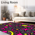 Bold Pink Yellow Microscopic Organism Rug