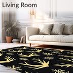 Golden Antlers Snowflakes Pine Trees Rug
