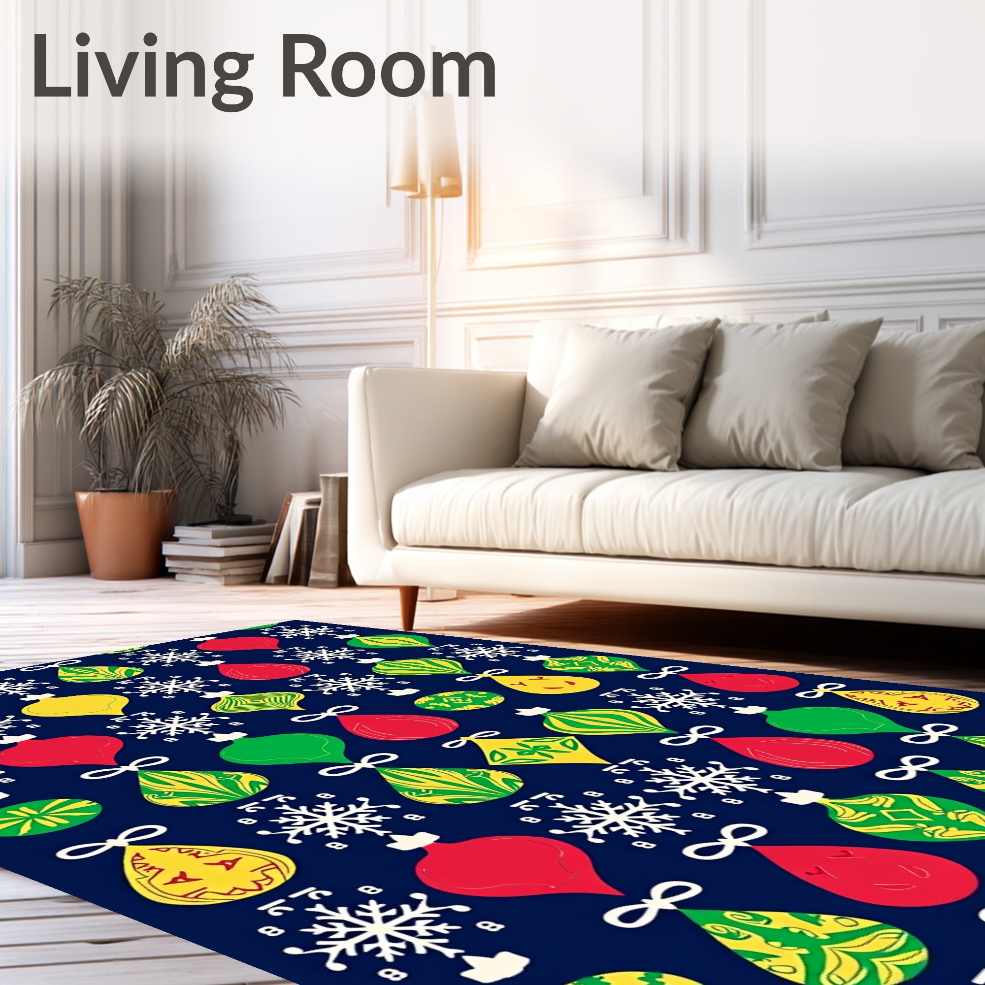 Holiday Baubles and Snowflakes Rug