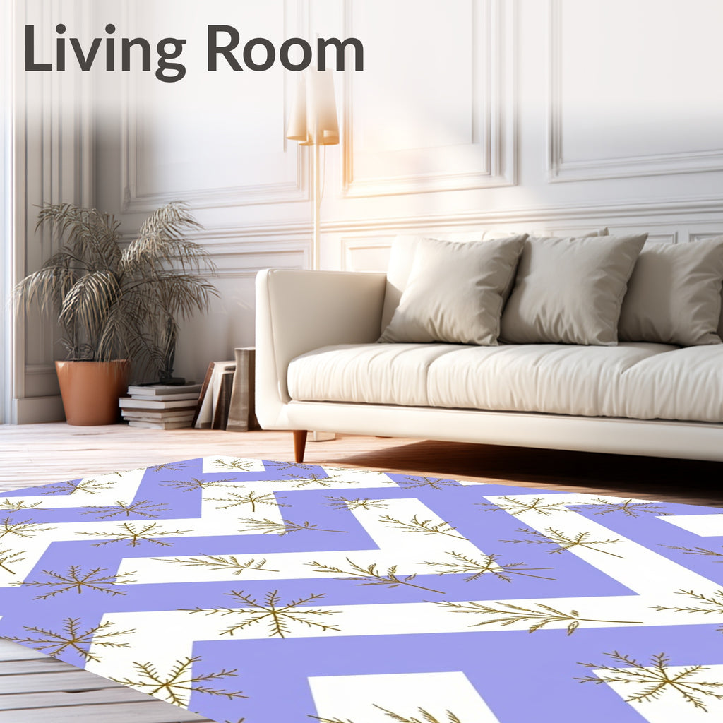 Soft Lavender Leaf Chevron Rug