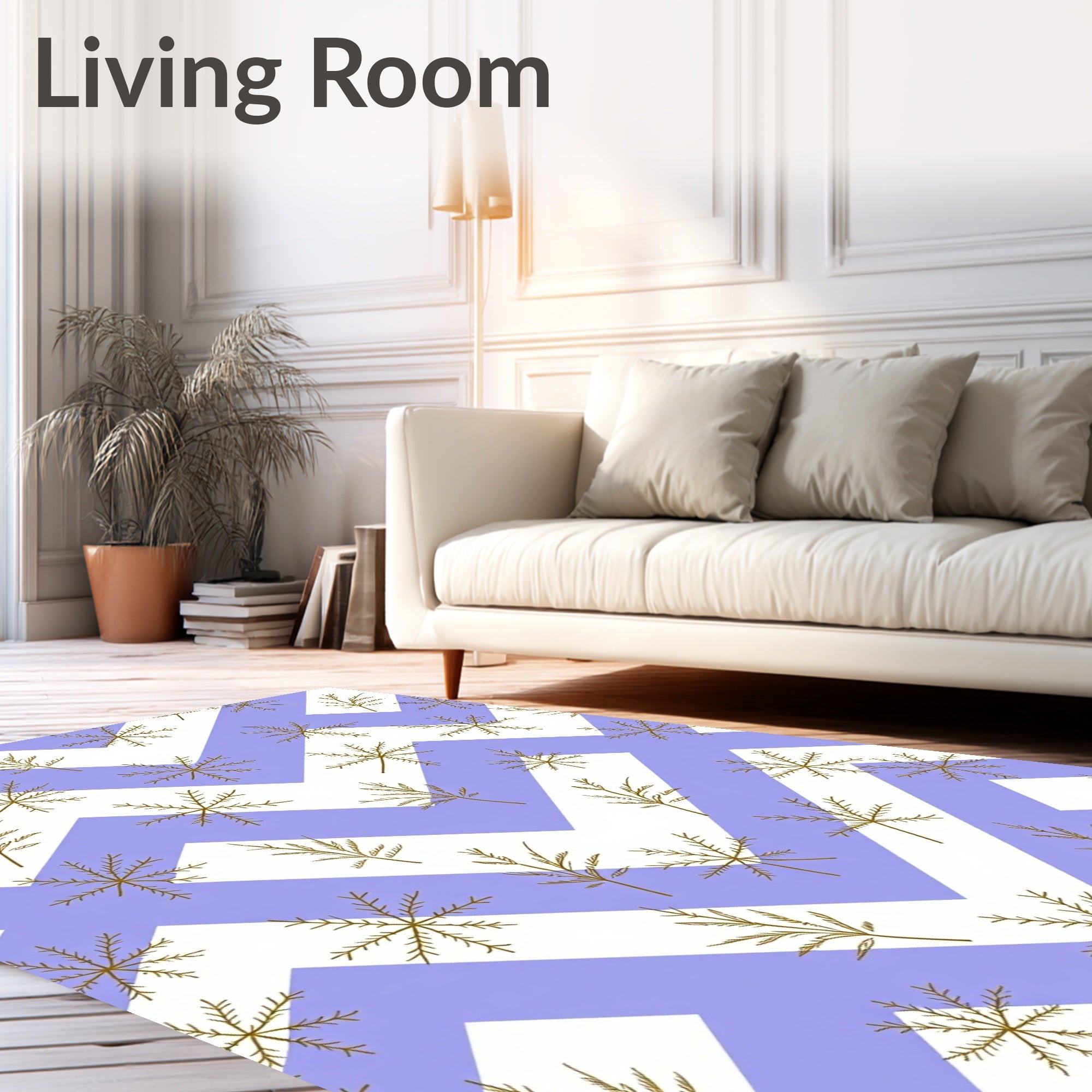 Soft Lavender Leaf Chevron Rug