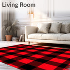 Classic Red Black Plaid Checks Rug