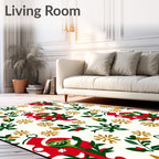 Whimsical Red and Green Character Floral Rug