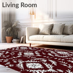 Deep Maroon Floral Medallion Repeat Rug