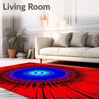 Vibrant Red Blue Radialburst Rug