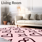 Pink Hearts And Stars Zigzag Rug