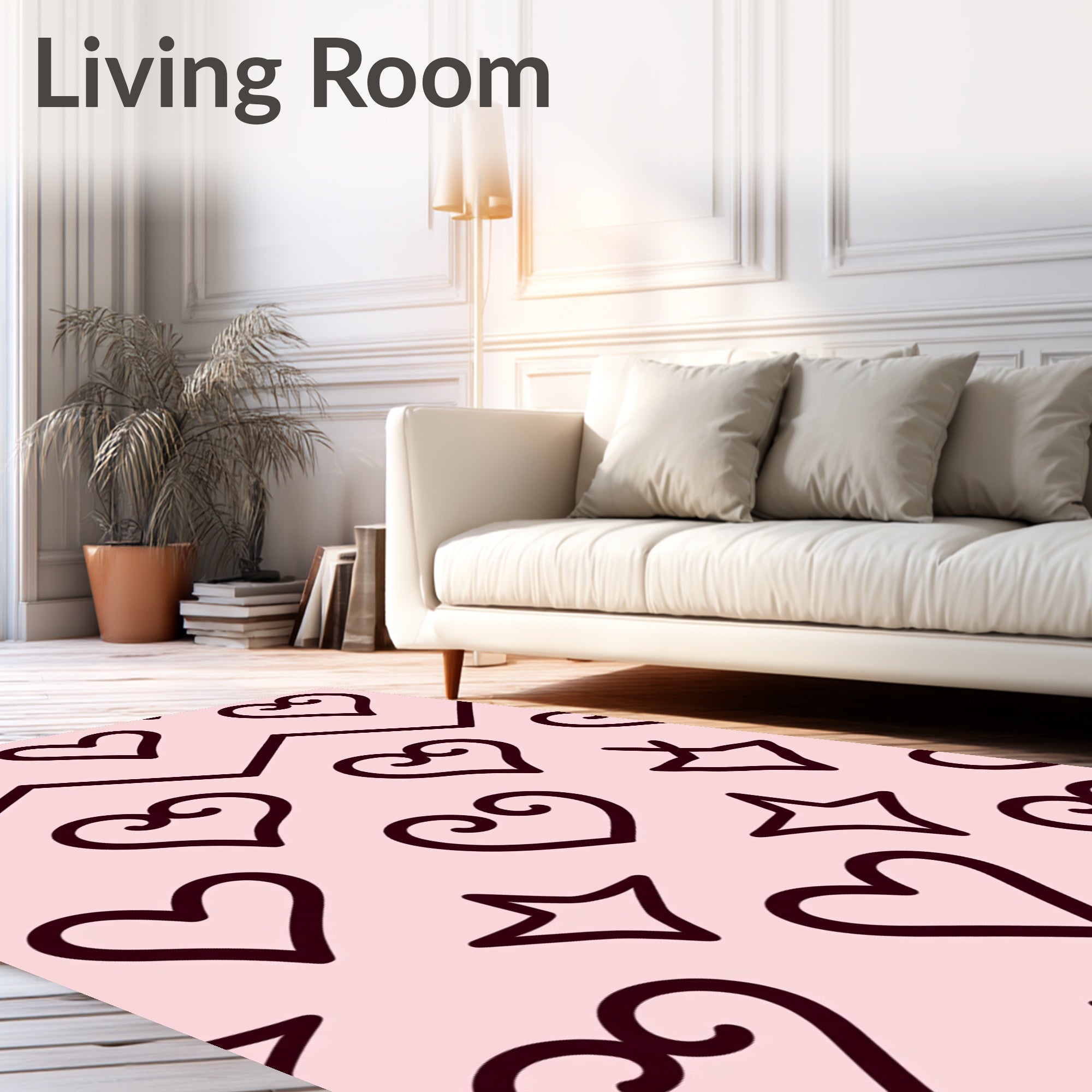 Pink Hearts And Stars Zigzag Rug