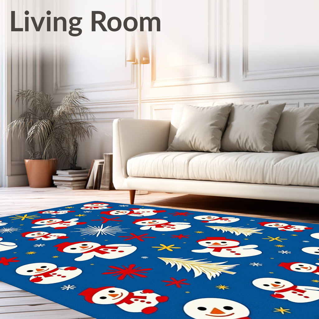 Whimsical Snowman Holiday Tree Scatter Rug