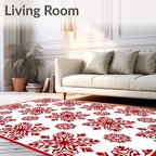 Rustic Red Snowflake Collage Rug
