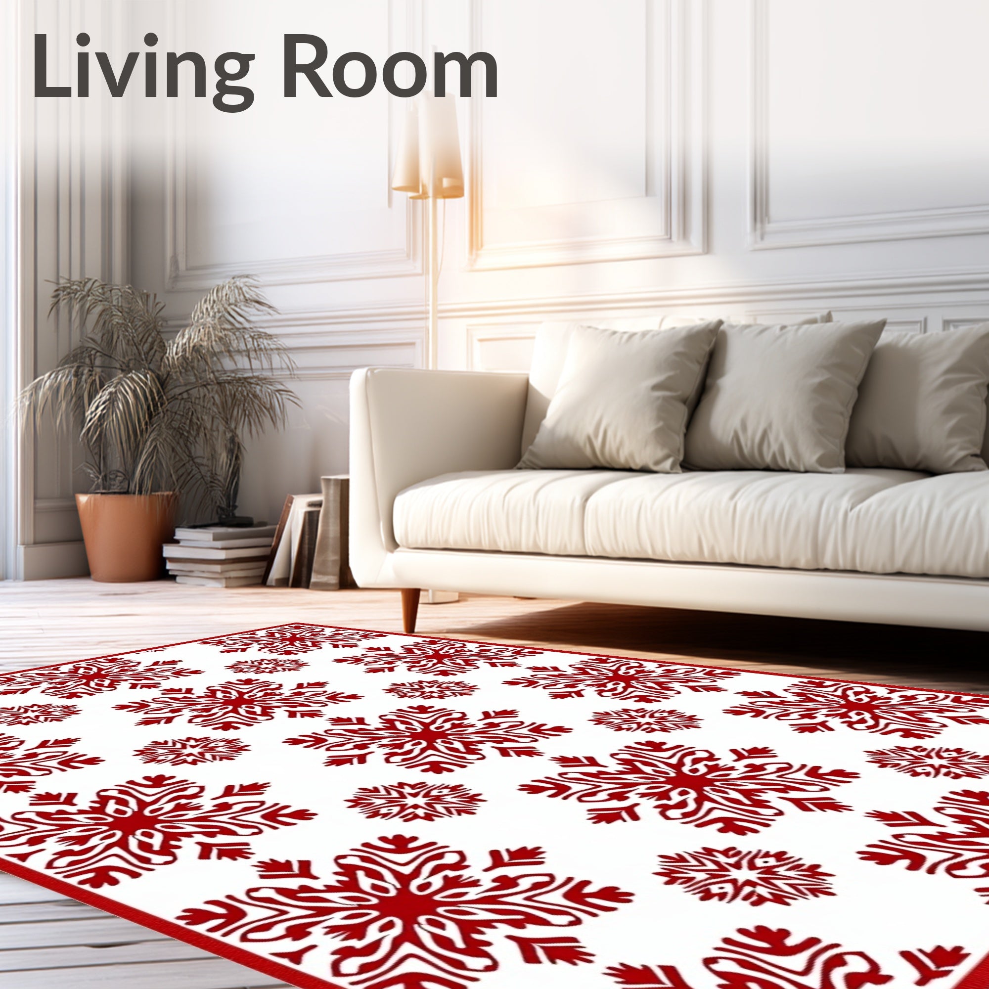 Rustic Red Snowflake Collage Rug