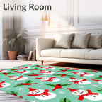 Whimsical Snowman Cardinal Christmas Rug