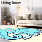 Charming Teal Elephant Adorned With Swirls Rug