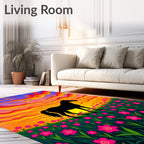 Vivid Sunset Horse Field Floral Rug