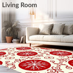 Crimson Snowflake Medallion Folk Art Rug