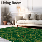Emerald Green Golden Leaf Berry Rug