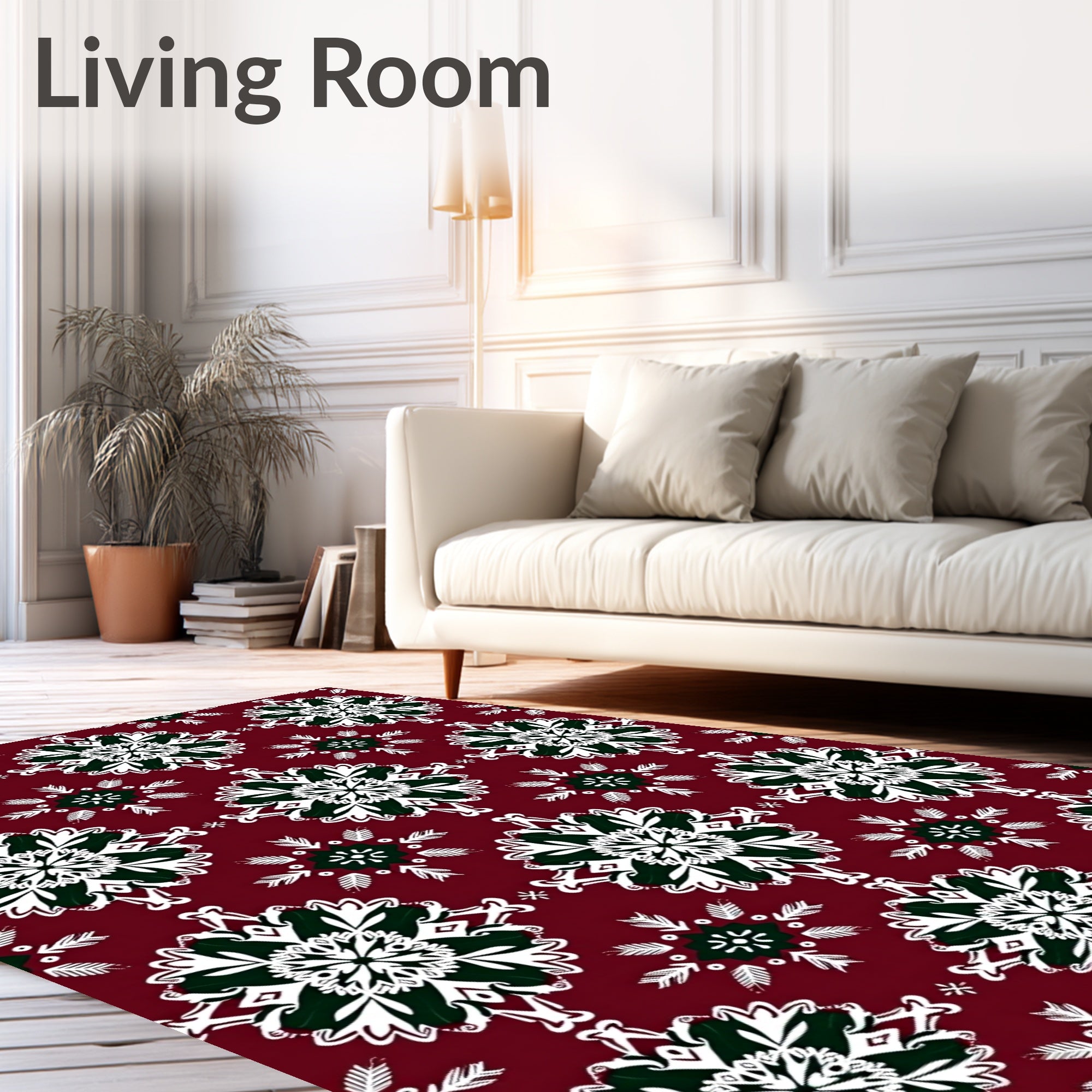 Crimson Snowflake Medallion Repeat Rug