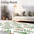 Earthy Green Branching Berry Foliage Rug