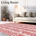 Red Swirling Abstract Vertical Stripes Rug